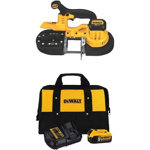  DEWALT DCS371B 20V MAX Lithium-Ion Band Saw Bare Tool with 5.0 Ah starter kit