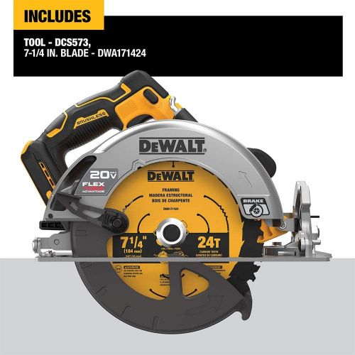  DEWALT FLEXVOLT ADVANTAGE 20V MAX* Circular Saw, 7-1/4-Inch, Cordless, Tool Only (DCS573B)