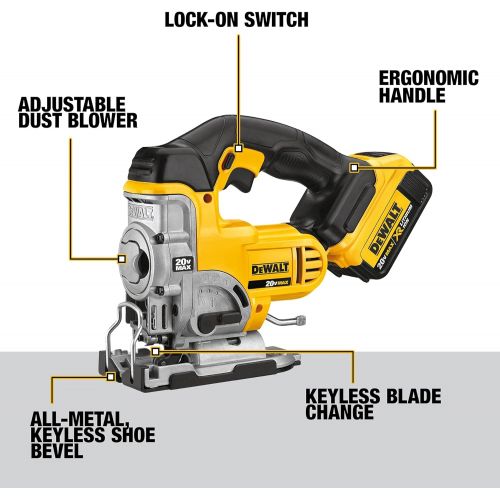  DEWALT 20V MAX Jig Saw, Cordless (DCS331M1)