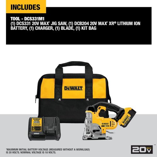  DEWALT 20V MAX Jig Saw, Cordless (DCS331M1)