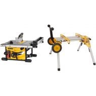 DEWALT Table Saw for Jobsite, Compact, 8-1/4-Inch with Table Saw Stand, Mobile/Rolling (DWE7485 & DW7440RS)