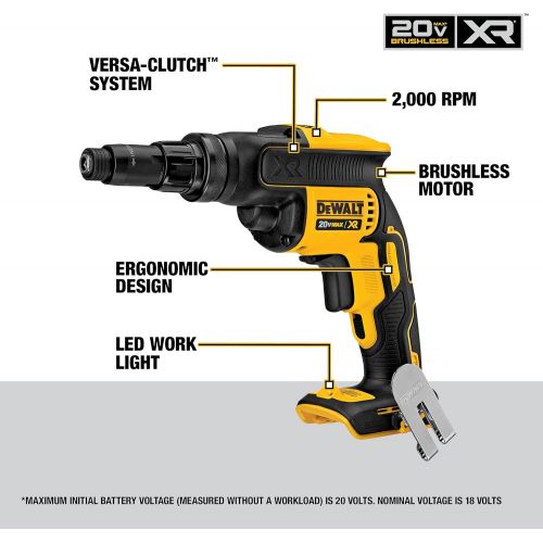  DEWALT DCF622B 20V MAX* XR Versa-ClutchTM Adjustable Torque Screwgun (Tool Only)