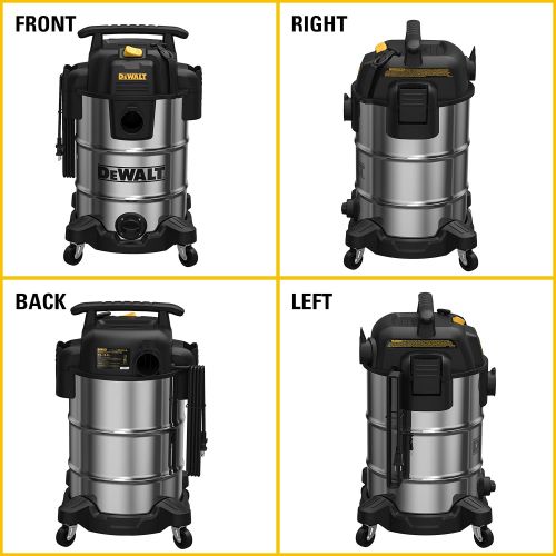  DeWalt DXV08S 8Gallon Wet/Dry Vacuum,120V/60Hz,4 Peak HP Shop Vac,Stainless Steel Tank,Silver, 8 Gallon