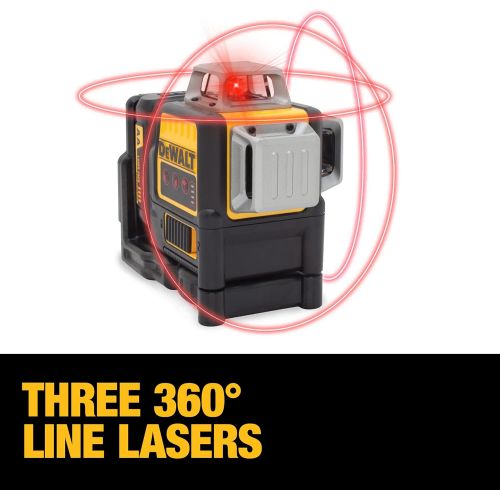  DEWALT 12V MAX* Line Laser, 3 x 360 Degree, Red (DW089LR)
