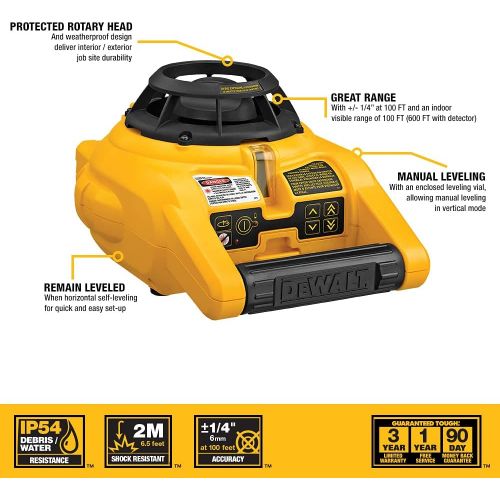  DEWALT Rotary Laser Level Kit, Indoor/Outdoor Survey Laser Transit (DW074KD)