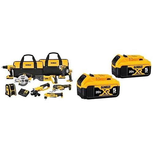  DEWALT 20V (DCK940D2) Max Cordless Drill Combo Kit, 9-Tool & 20V MAX XR 20V Battery, 5.0-Ah, 2-Pack (DCB205-2)