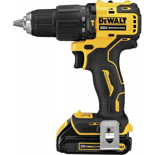  DEWALT ATOMIC 20V MAX* Hammer Drill, Cordless, Compact, 1/2-Inch, 2 Batteries (DCD709C2)