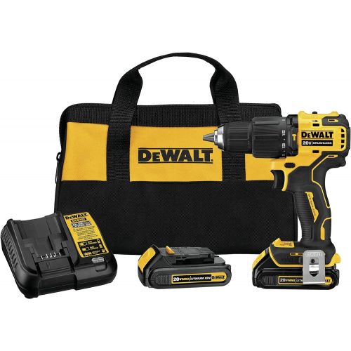  DEWALT ATOMIC 20V MAX* Hammer Drill, Cordless, Compact, 1/2-Inch, 2 Batteries (DCD709C2)