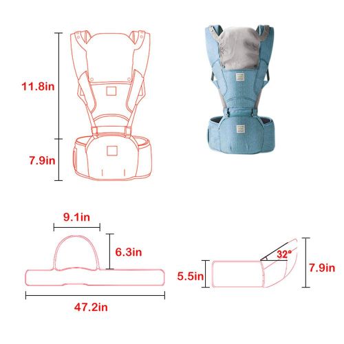  DEWEL Baby Carrier 6 in 1 Baby Sling Convertible Baby Warp Carrier for 0-36 Months Infants and Newborn Suitable for All Season (Blue)