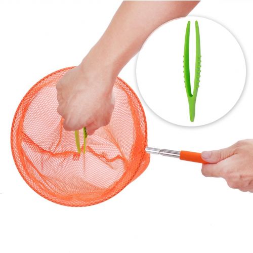  [아마존베스트]DEWEL 3 Pack Colored Telescopic Butterfly Nets for Kids Bug Insect Catching Net Extendable 34 inch,pop up Insect mesh cage,Butterfly Tweezers