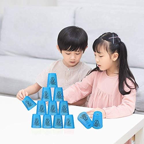  [아마존베스트]DEWEL Quick Stacks Cups, 12 PC of Sports Stacking Cups Speed Training Game(Blue)