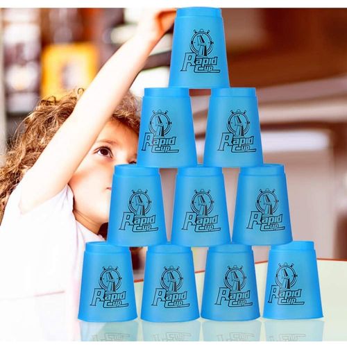  [아마존베스트]DEWEL Quick Stacks Cups, 12 PC of Sports Stacking Cups Speed Training Game(Blue)