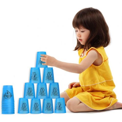  [아마존베스트]DEWEL Quick Stacks Cups, 12 PC of Sports Stacking Cups Speed Training Game(Blue)