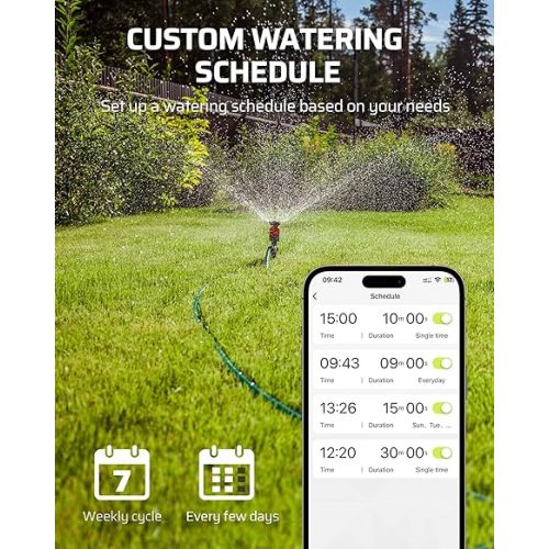  DEWENWILS WiFi Sprinkler Timer 2 Zone, Water Timer for Garden Hose 2 Outlets Smart Hose Timer, Automatic Irrigation System, APP Control, Rain Delay & Manual Watering, for Yard Lawn Plant