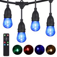 DEWENWILS 52.5ft LED Outdoor String Lights Color Changing, Dimmable, 26 Shatterproof Bulbs(2 Spare), Waterproof LED Patio Lights, Backyard Lights with Remote for Pool Cafe Garden,