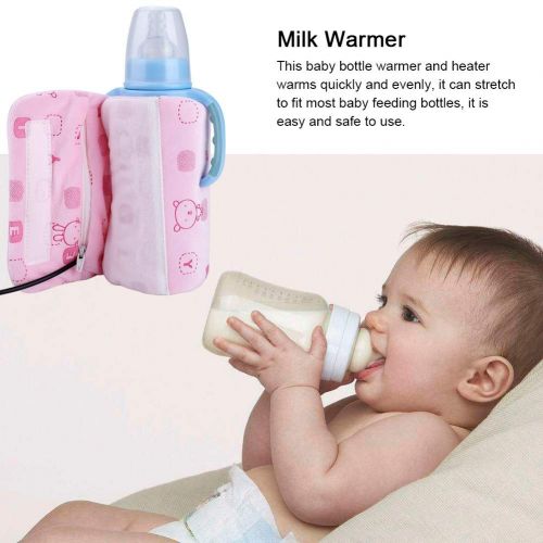  DEWIN DeWin USB Portable Travel Mug Milk Warmer Bottle Heater for Baby Feeding, Infant Bottle Storage Bag (Color : Pink)