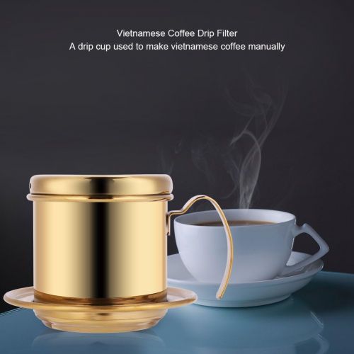  [아마존베스트]Drip Coffee Pot - Dewin Stainless Steel Drip Coffee Maker, Portable for Home, Kitchen, Office, Outdoor, 3 Colors (Color : Gold)