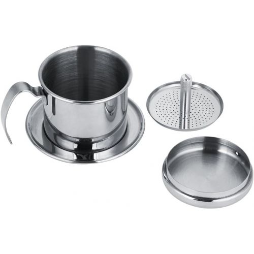  [아마존베스트]DEWIN Drip Coffee Pot, Stainless Steel Drip Coffee Maker Portable for Home, Kitchen, Office, Outdoor, 3 Colors (Color : Silver)