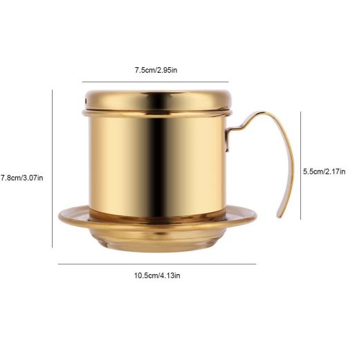  [아마존베스트]Drip Coffee Pot - Dewin Stainless Steel Drip Coffee Maker, Portable for Home, Kitchen, Office, Outdoor, 3 Colors (Color : Gold)