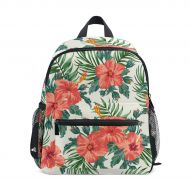 DEYYA Lightweight Tropical Hawaiian Plumeria And Hibiscus Flowers School Backpack Book Bag for Girls Teens Kids