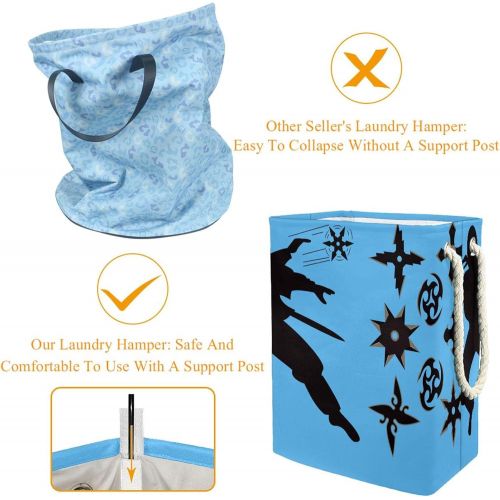  DEYYA Waterproof Laundry Baskets Tall Sturdy Foldable Japanese Ninja Throwing Star Print Hamper for Adult Kids Teen Boys Girls in Bedrooms Bathroom