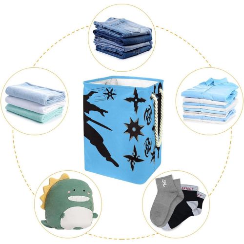  DEYYA Waterproof Laundry Baskets Tall Sturdy Foldable Japanese Ninja Throwing Star Print Hamper for Adult Kids Teen Boys Girls in Bedrooms Bathroom