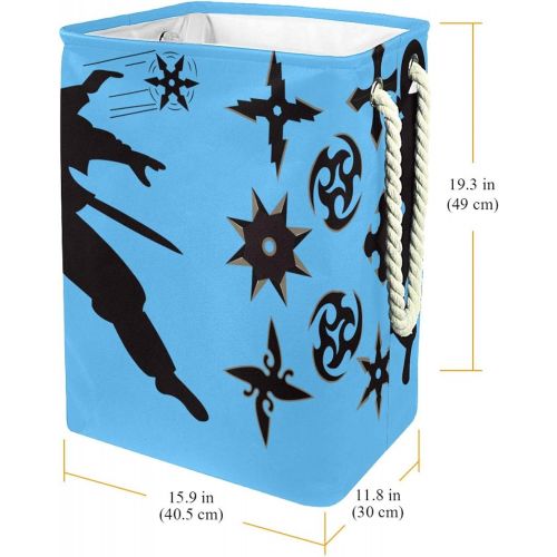  DEYYA Waterproof Laundry Baskets Tall Sturdy Foldable Japanese Ninja Throwing Star Print Hamper for Adult Kids Teen Boys Girls in Bedrooms Bathroom