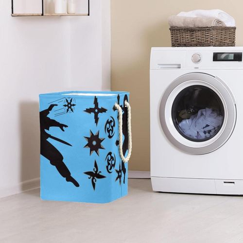  DEYYA Waterproof Laundry Baskets Tall Sturdy Foldable Japanese Ninja Throwing Star Print Hamper for Adult Kids Teen Boys Girls in Bedrooms Bathroom