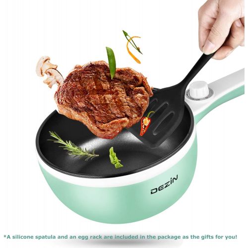  [아마존베스트]Dezin Electric Hot Pot Upgraded, Non-Stick Saute Pan, Rapid Noodles Cooker, 1.5L Mini Pot for Steak, Egg, Fried Rice, Ramen, Oatmeal, Soup with Temperature Control, Seafoam Green (