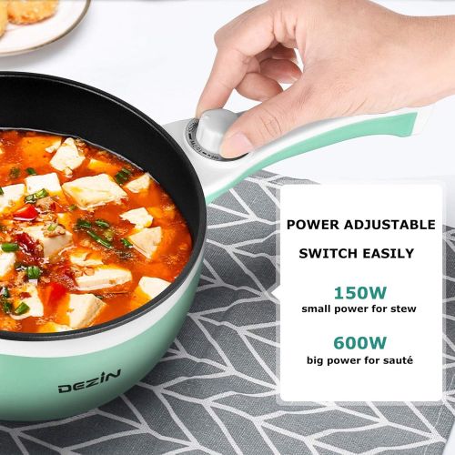  [아마존베스트]Dezin Electric Hot Pot Upgraded, Non-Stick Saute Pan, Rapid Noodles Cooker, 1.5L Mini Pot for Steak, Egg, Fried Rice, Ramen, Oatmeal, Soup with Temperature Control, Seafoam Green (