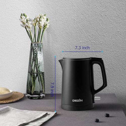  Dezin Electric Kettle, 0.8L Portable Travel Kettle with Double Wall Construction, 304 Stainless Steel Electric Tea Kettle for Business Trip, Small Electric Kettle with Auto Shut-Of