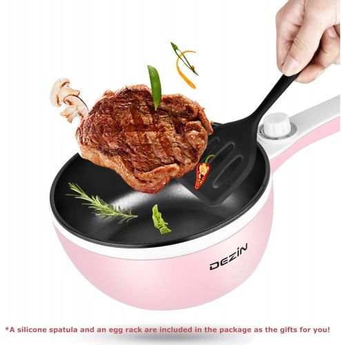  Dezin Electric Hot Pot Upgraded, Non-Stick Saute Pan, 1.5L Mini Electric Fondue Pot for Cheese, Chocolate, Stir Fry, Roast, Steam with Power Adjustment, Perfect for Ramen, Steak, F