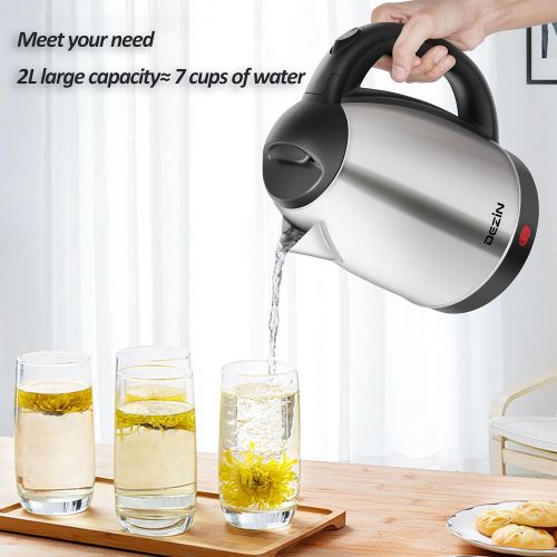  [아마존베스트]Dezin Electric Kettle Upgraded, 2L Stainless Steel Cordless Tea Kettle, Fast Boil Water Warmer with Auto Shut Off and Boil Dry Protection Tech for Coffee, Tea, Beverages