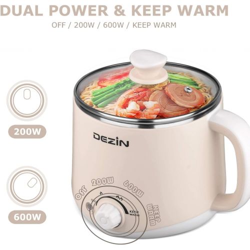  [아마존베스트]Dezin Electric Hot Pot, Rapid Noodles Cooker, Stainless Steel Mini Pot Perfect for Ramen, Egg, Pasta, Dumplings, Soup, Porridge, Oatmeal with Temperature Control and Keep Warm Feat