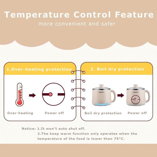  [아마존베스트]Dezin Electric Hot Pot, Rapid Noodles Cooker, Stainless Steel Mini Pot Perfect for Ramen, Egg, Pasta, Dumplings, Soup, Porridge, Oatmeal with Temperature Control and Keep Warm Feat