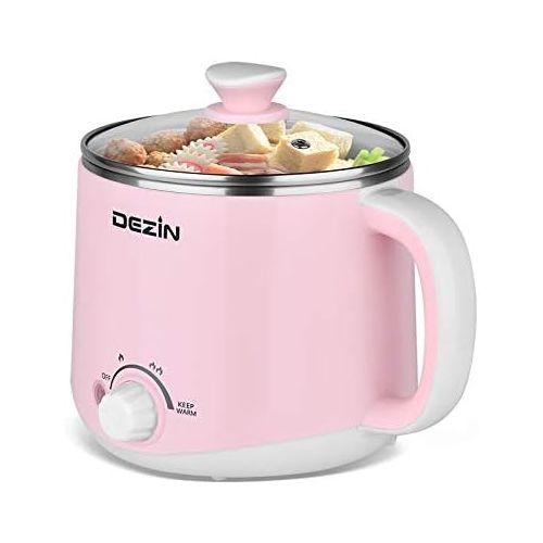  [아마존베스트]Dezin Electric Hot Pot, Rapid Noodles Cooker, Stainless Steel Mini Pot 1.6 Liter, Perfect for Ramen, Egg, Pasta, Dumpling, Soup, Porridge, Oatmeal with Temperature Control and Keep