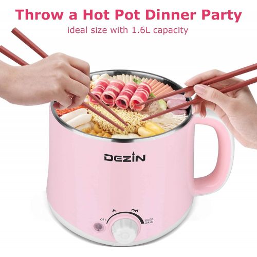  [아마존베스트]Dezin Electric Hot Pot, Rapid Noodles Cooker, Stainless Steel Mini Pot 1.6 Liter, Perfect for Ramen, Egg, Pasta, Dumpling, Soup, Porridge, Oatmeal with Temperature Control and Keep