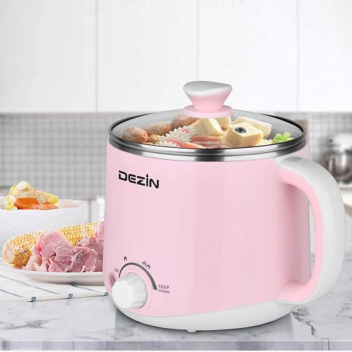  [아마존베스트]Dezin Electric Hot Pot, Rapid Noodles Cooker, Stainless Steel Mini Pot 1.6 Liter, Perfect for Ramen, Egg, Pasta, Dumpling, Soup, Porridge, Oatmeal with Temperature Control and Keep