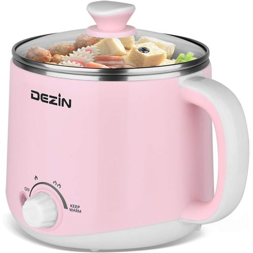  [아마존베스트]Dezin Electric Hot Pot, Rapid Noodles Cooker, Stainless Steel Mini Pot 1.6 Liter, Perfect for Ramen, Egg, Pasta, Dumpling, Soup, Porridge, Oatmeal with Temperature Control and Keep