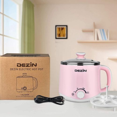  [아마존베스트]Dezin Electric Hot Pot, Rapid Noodles Cooker, Stainless Steel Mini Pot 1.6 Liter, Perfect for Ramen, Egg, Pasta, Dumpling, Soup, Porridge, Oatmeal with Temperature Control and Keep