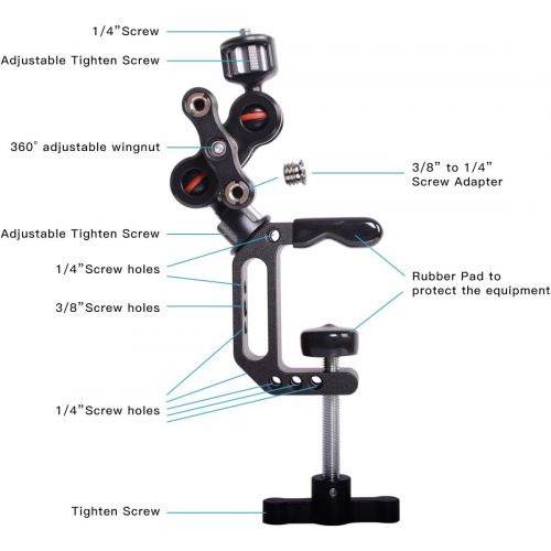  DF DIGITALFOTO Adjustable Articulating Camera Clamp Action Camera Bike Mount Compatible with Monitor LED Action Camera Gopro 7 OSMO Action DSLR Canon Nikon Sony