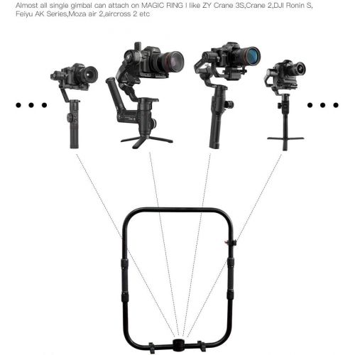  DF DIGITALFOTO Handheld Ring Grip,Dual Handlebar Ring with Gear Adapter Compatible with ZHIYUN Crane 3S Stabilizer/Ronin S Gimbal,Etc