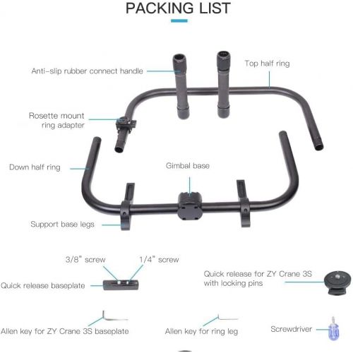  DF DIGITALFOTO Handheld Ring Grip,Dual Handlebar Ring with Gear Adapter Compatible with ZHIYUN Crane 3S Stabilizer/Ronin S Gimbal,Etc