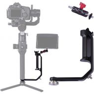 DF DIGITALFOTO Universal L Bracket Handle Gimbal Accessories,Mounting Monitor/Microphone with Bean Grip Compatible with DJI Ronin S/SC,RS2/RSC2/Zhiyun Crane V2/M/2,Moza Air 2,Feiyu
