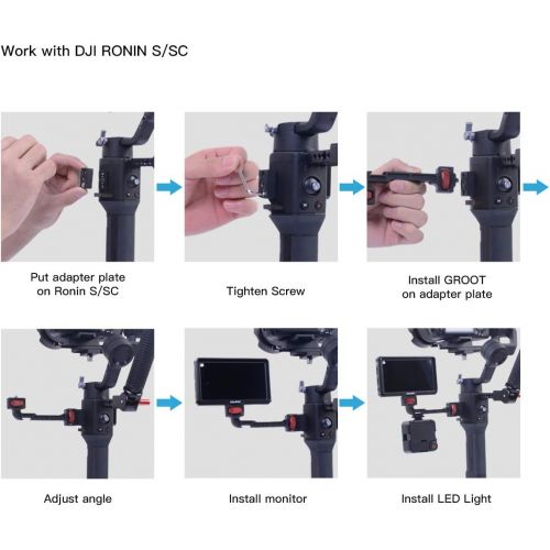  DF DIGITALFOTO Weebill S/Ronin SC Camera Monitor Mount, Extension Plate Rotatable Magic Arm with 1/4 Thread Cold Shoe Mount Compatible with DJI Ronin S/SC/RS2/RSC2/Zhiyun Crane 3/2S/Weebill S/Lab