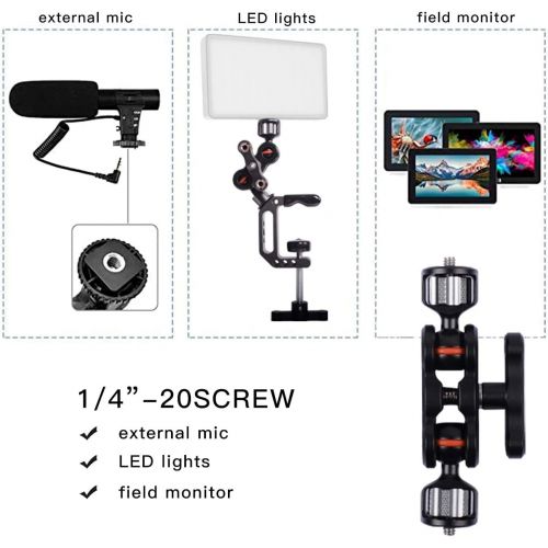  DF DIGITALFOTO Adjustable Articulating Camera Clamp Action Camera Bike Mount Compatible with Monitor LED Action Camera Gopro 7 OSMO Action DSLR Canon Nikon Sony