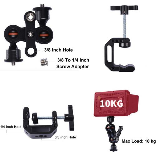  DF DIGITALFOTO Adjustable Articulating Camera Clamp Action Camera Bike Mount Compatible with Monitor LED Action Camera Gopro 7 OSMO Action DSLR Canon Nikon Sony