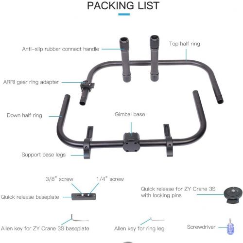  DF DIGITALFOTO Handheld Ring Grip,Dual Handlebar Ring with Gear Adapter Compatible with ZHIYUN Crane 3S Stabilizer/Ronin S Gimbal,Etc