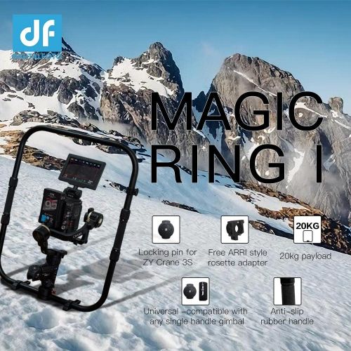  DF DIGITALFOTO Handheld Ring Grip,Dual Handlebar Ring with Gear Adapter Compatible with ZHIYUN Crane 3S Stabilizer/Ronin S Gimbal,Etc