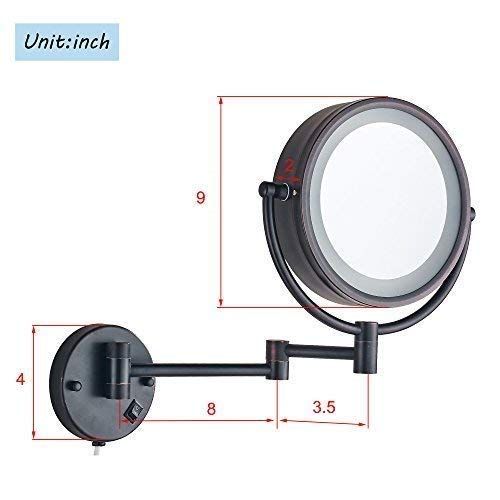  DFAXX Bedroom Lights Wall Mount Makeup Mirror with LED Lighted 10x Magnification Two-Sided,8.5 Inches,Bathroom and Hotel, Chrome Finish,Made of Brass (Color : Nickel, Size : 7X Mag